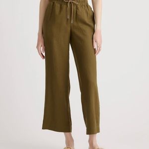 Quince Martini Olive Green 100% Linen Wide-Leg Pants Size Medium M As-Is